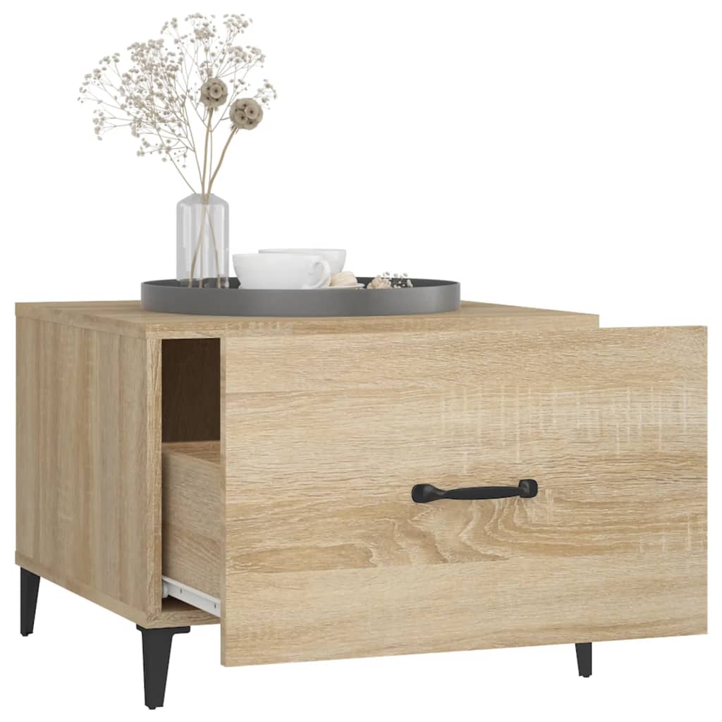 Tavolino da Salotto Gambe in Metallo Rovere Sonoma 50x50x40 cm | homemem39