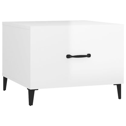 Tavolino Salotto con Gambe in Metallo Bianco Lucido 50x50x40cm | homemem39