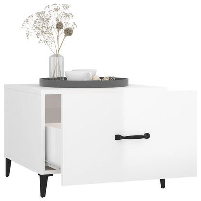 Tavolino Salotto con Gambe in Metallo Bianco Lucido 50x50x40cm | homemem39