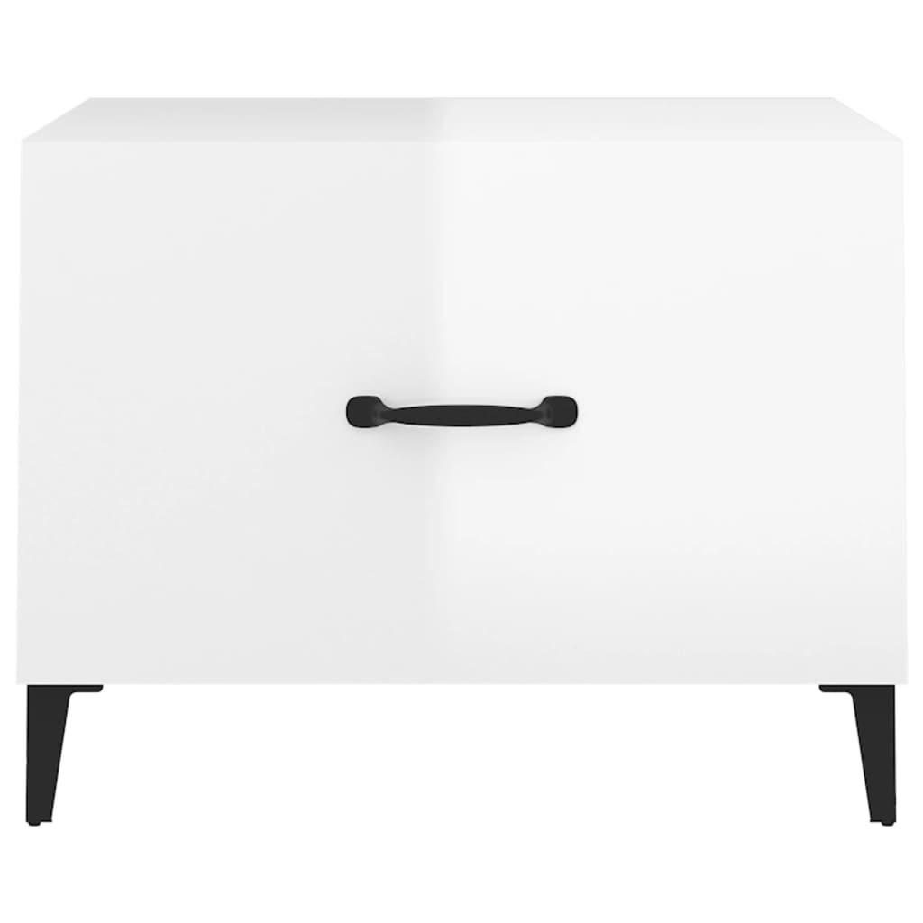 Tavolino Salotto con Gambe in Metallo Bianco Lucido 50x50x40cm | homemem39