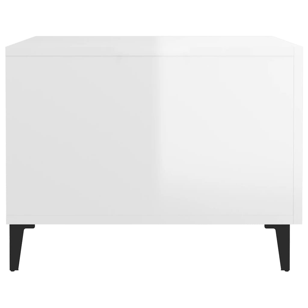 Tavolino Salotto con Gambe in Metallo Bianco Lucido 50x50x40cm | homemem39