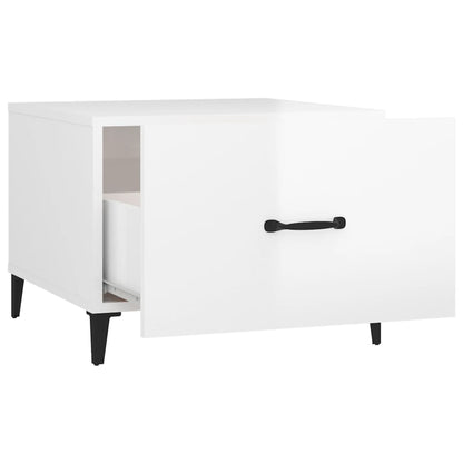 Tavolino Salotto con Gambe in Metallo Bianco Lucido 50x50x40cm | homemem39
