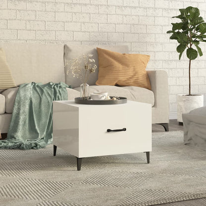 Tavolino Salotto con Gambe in Metallo Bianco Lucido 50x50x40cm | homemem39