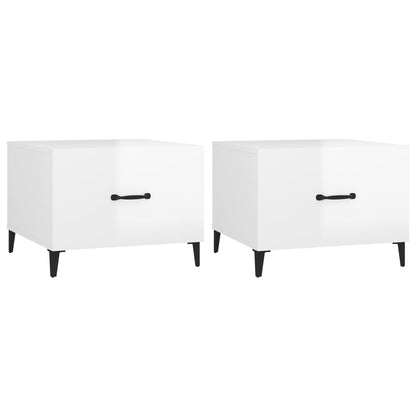 Tavolini Salotto Gambe in Metallo 2 pz Bianco Lucido 50x50x40cm | homemem39