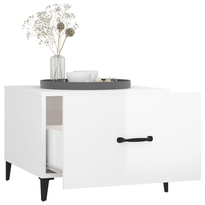 Tavolini Salotto Gambe in Metallo 2 pz Bianco Lucido 50x50x40cm | homemem39