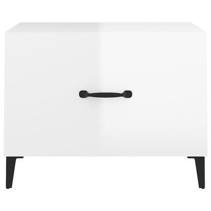 Tavolini Salotto Gambe in Metallo 2 pz Bianco Lucido 50x50x40cm | homemem39