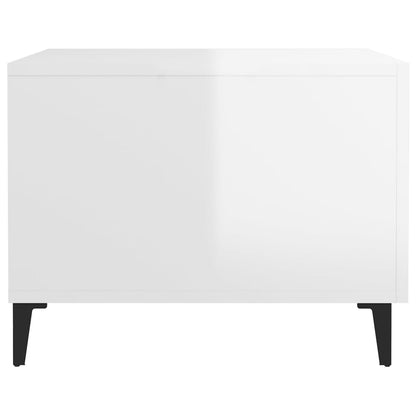Tavolini Salotto Gambe in Metallo 2 pz Bianco Lucido 50x50x40cm | homemem39