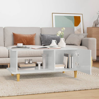 Tavolino da Salotto Bianco Lucido 90x50x40 cm Legno Multistrato - homemem39