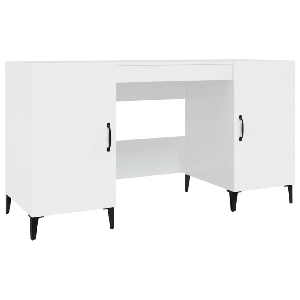 Scrivania Bianco Lucido 140x50x75 cm in Legno Multistrato - homemem39