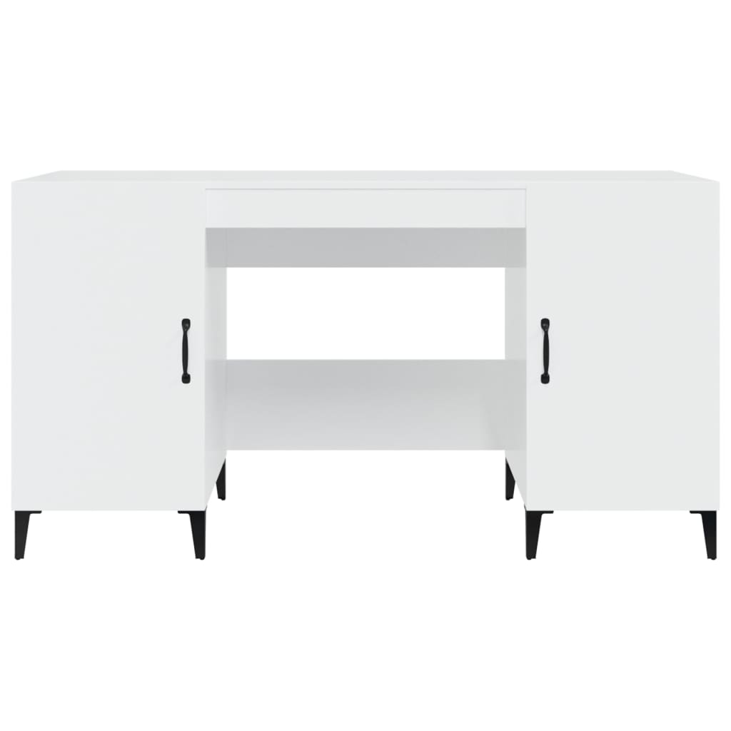 Scrivania Bianco Lucido 140x50x75 cm in Legno Multistrato - homemem39