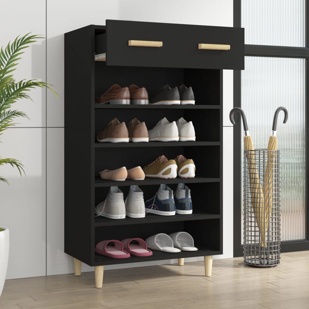 Scarpiera Nera 60x35x105 cm in Legno Multistrato - homemem39