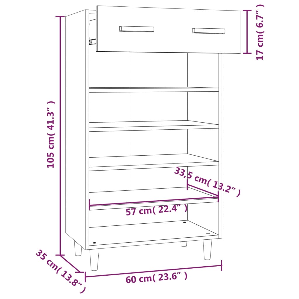 Scarpiera Nera 60x35x105 cm in Legno Multistrato - homemem39