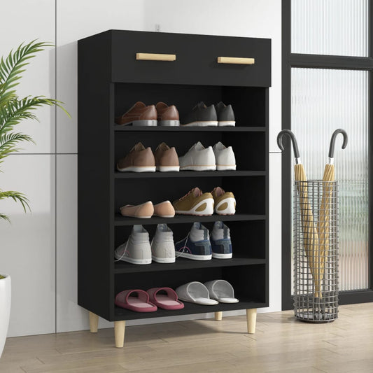 Scarpiera Nera 60x35x105 cm in Legno Multistrato - homemem39
