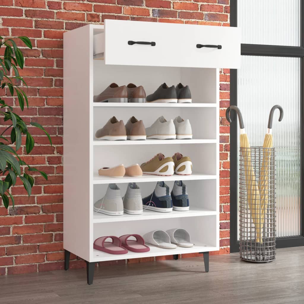 Scarpiera Bianca 60x35x105 cm in Legno Multistrato - homemem39