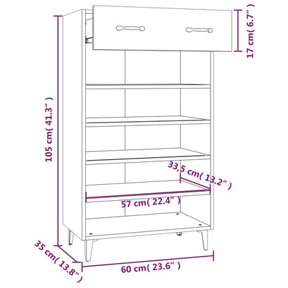 Scarpiera Grigio Cemento 60x35x105 cm in Legno Multistrato - homemem39