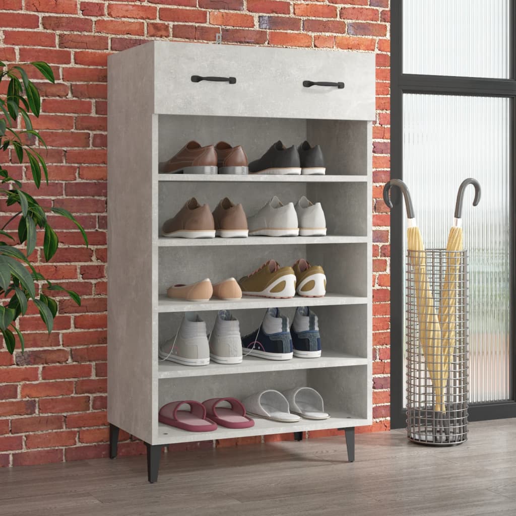 Scarpiera Grigio Cemento 60x35x105 cm in Legno Multistrato - homemem39