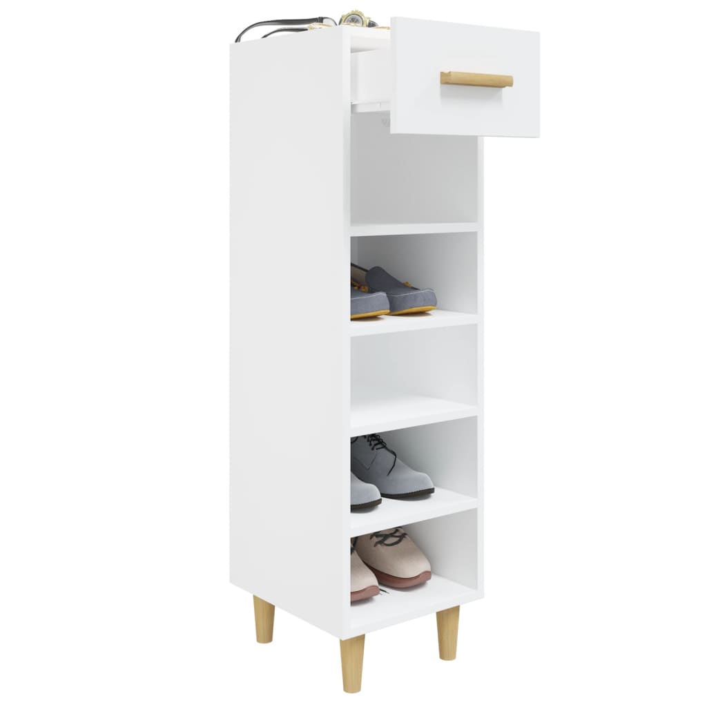 Scarpiera Bianca 30x35x105 cm in Legno Multistrato - homemem39