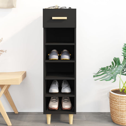 Scarpiera Nera 30x35x105 cm in Legno Multistrato - homemem39