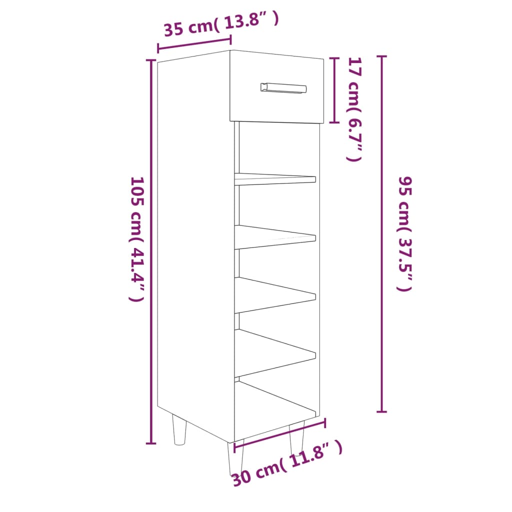 Scarpiera Grigio Cemento 30x35x105 cm in Legno Multistrato - homemem39