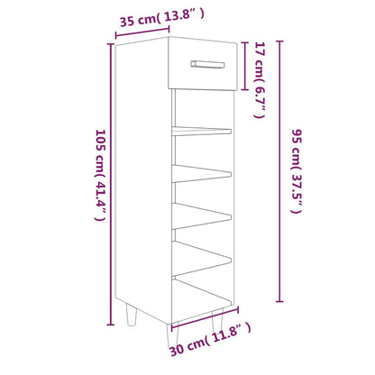 Scarpiera Grigio Cemento 30x35x105 cm in Legno Multistrato - homemem39