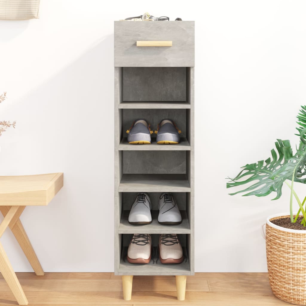 Scarpiera Grigio Cemento 30x35x105 cm in Legno Multistrato - homemem39