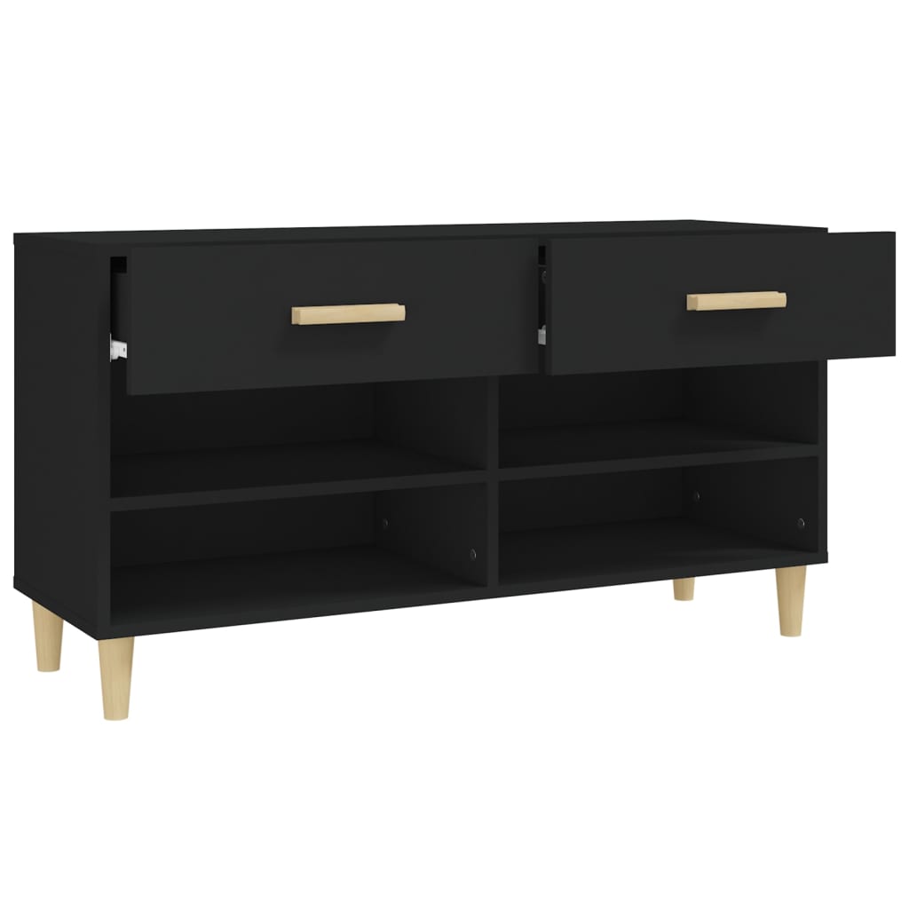 Scarpiera Nera 102x35x55 cm in Legno Multistrato - homemem39