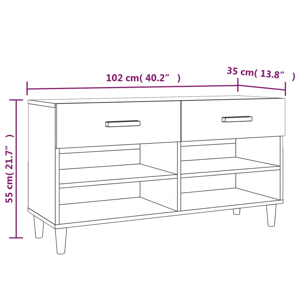 Scarpiera Grigio Cemento 102x35x55 cm in Legno Multistrato - homemem39