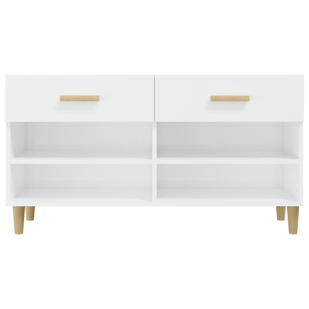 Scarpiera Bianco Lucido 102x35x55 cm in Legno Multistrato - homemem39