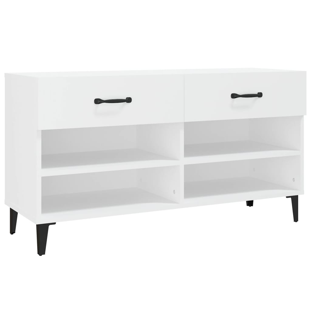 Scarpiera Bianca 102x35x55 cm in Legno Multistrato - homemem39