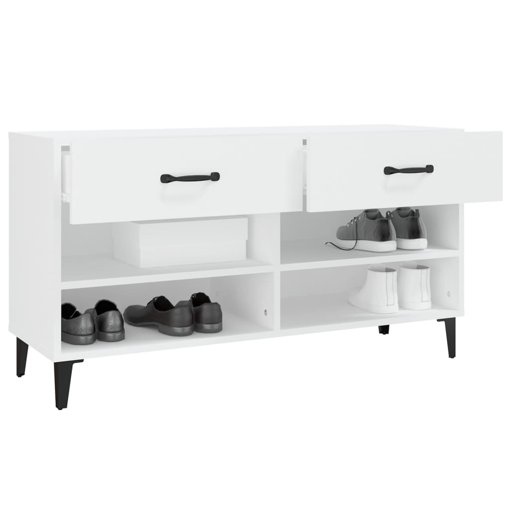 Scarpiera Bianca 102x35x55 cm in Legno Multistrato - homemem39