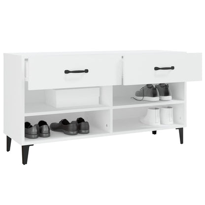 Scarpiera Bianca 102x35x55 cm in Legno Multistrato - homemem39