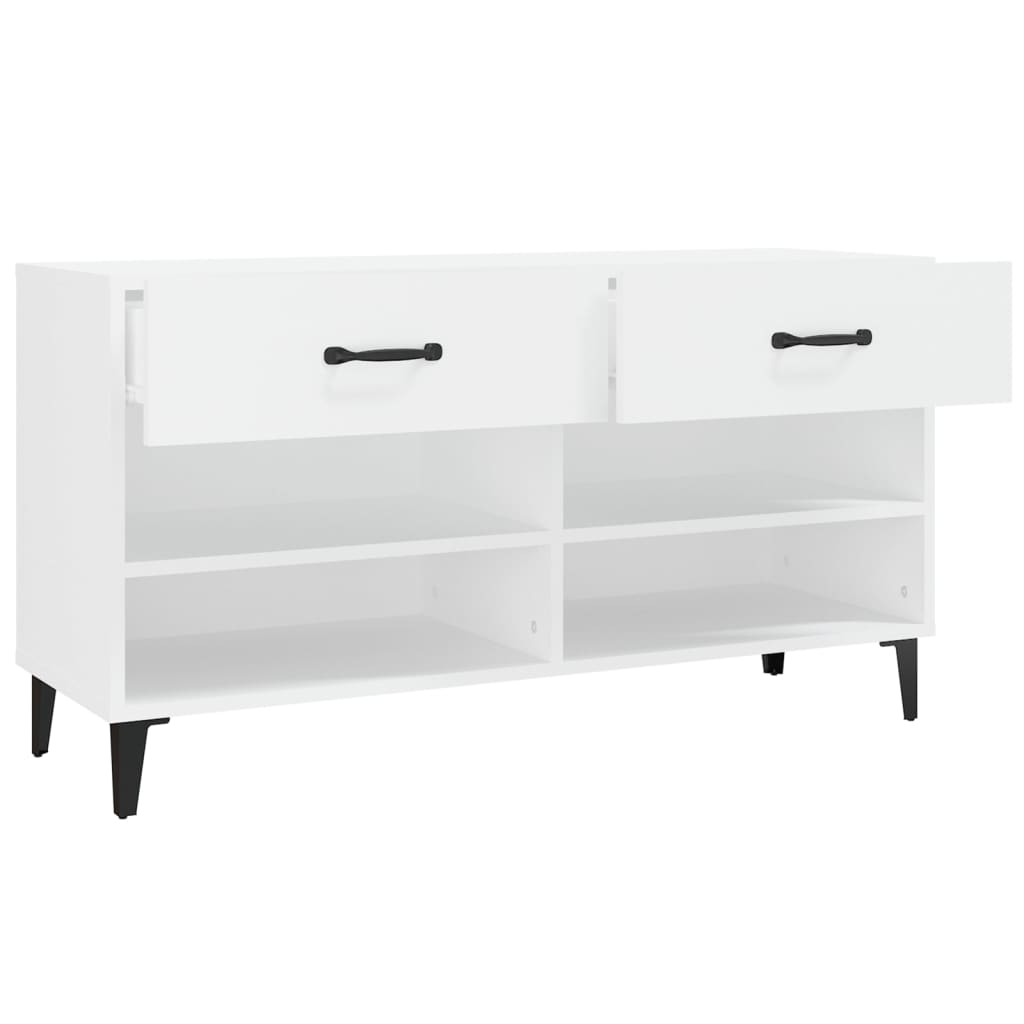 Scarpiera Bianca 102x35x55 cm in Legno Multistrato - homemem39