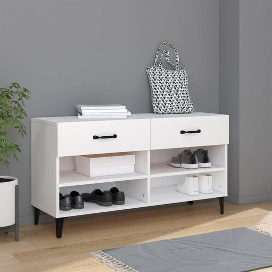 Scarpiera Bianca 102x35x55 cm in Legno Multistrato - homemem39