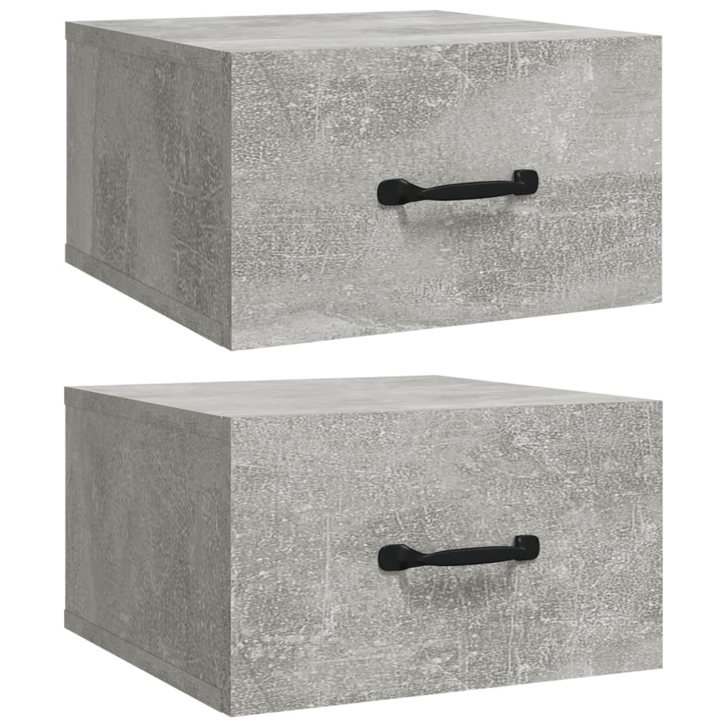 Comodini a Muro 2 pz Grigio Cemento 35x35x20 cm - homemem39