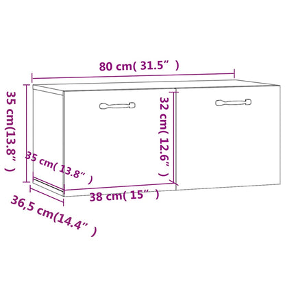 Mobile a Parete Bianco Lucido 80x36,5x35 cm Legno Multistrato | homemem39