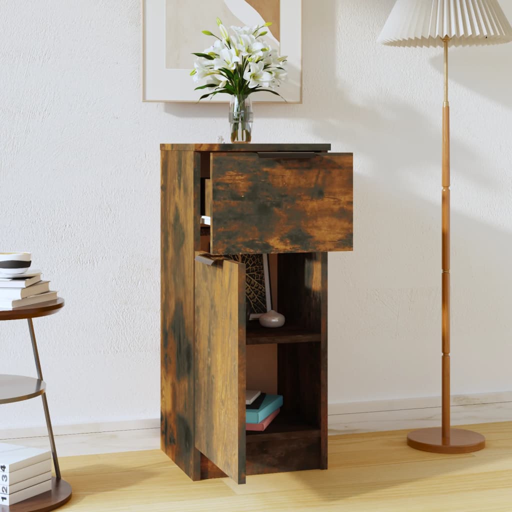 Credenza Rovere Fumo 30x30x70 cm in Legno Multistrato - homemem39