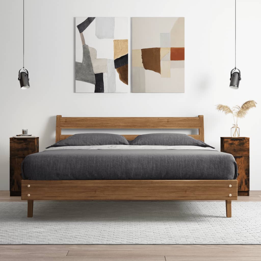 Credenze 2 pz Rovere Fumo 30x30x70 cm in Legno Multistrato - homemem39