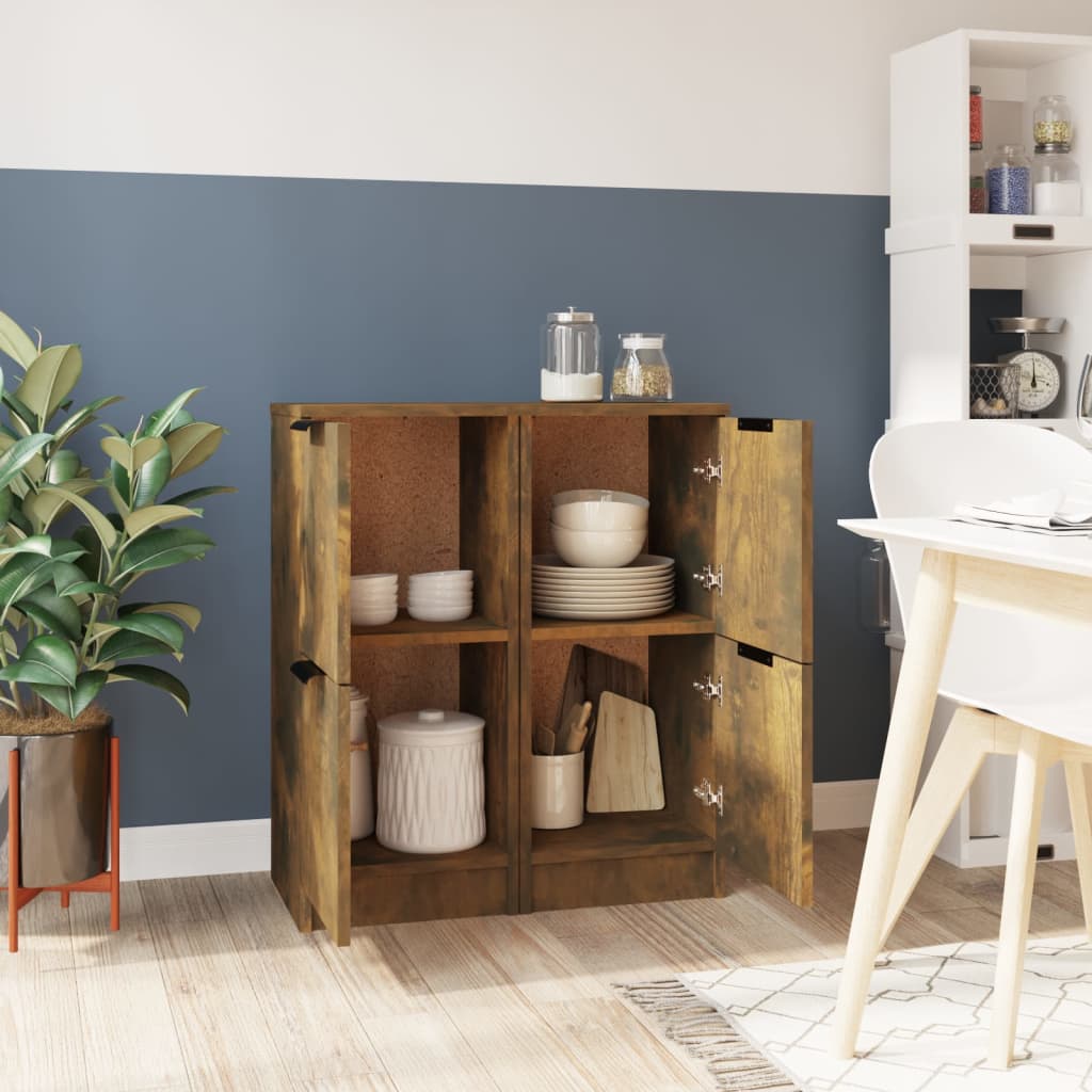 Credenze 2 pz Rovere Fumo 30x30x70 cm in Legno Multistrato - homemem39