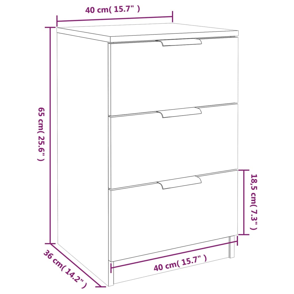 Comodini 2 pz Rovere Fumo 40x36x65 cm - homemem39