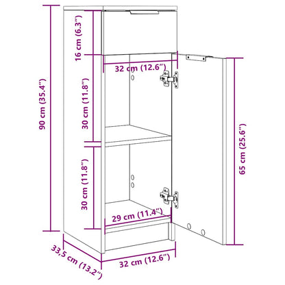 Armadietto Bagno Rovere Fumo 32x34x90 cm in Legno Multistrato - homemem39