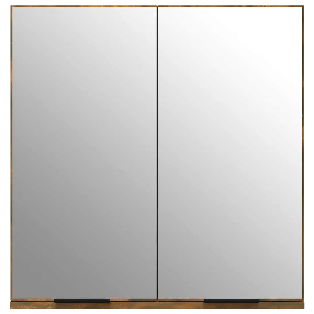 Armadietto a Specchio da Bagno Rovere Fumo 64x20x67 cm