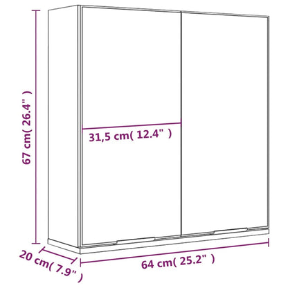 Armadietto a Specchio da Bagno Grigio Sonoma 64x20x67 cm | homemem39