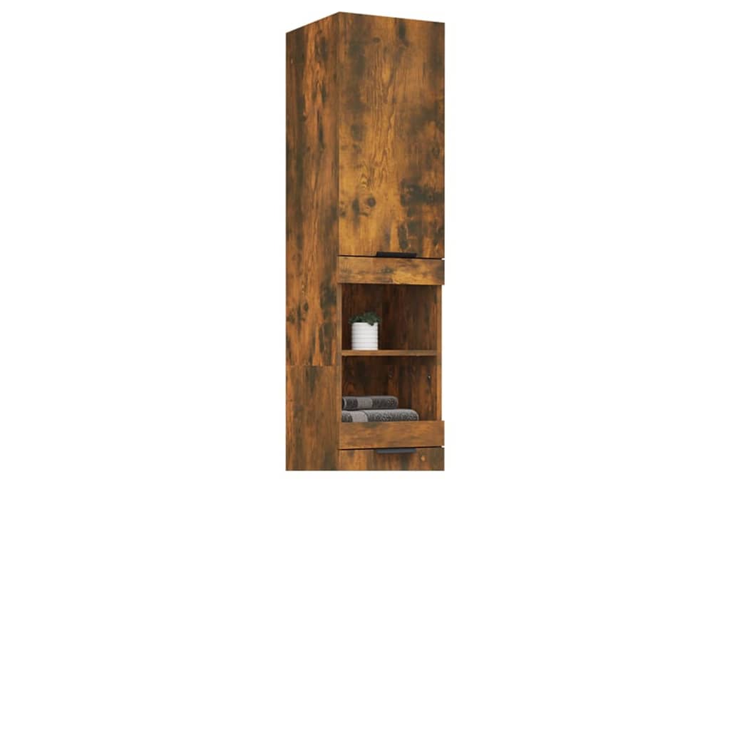 Armadietto Bagno Rovere Fumo 32x34x188,5cm in Legno Multistrato - homemem39