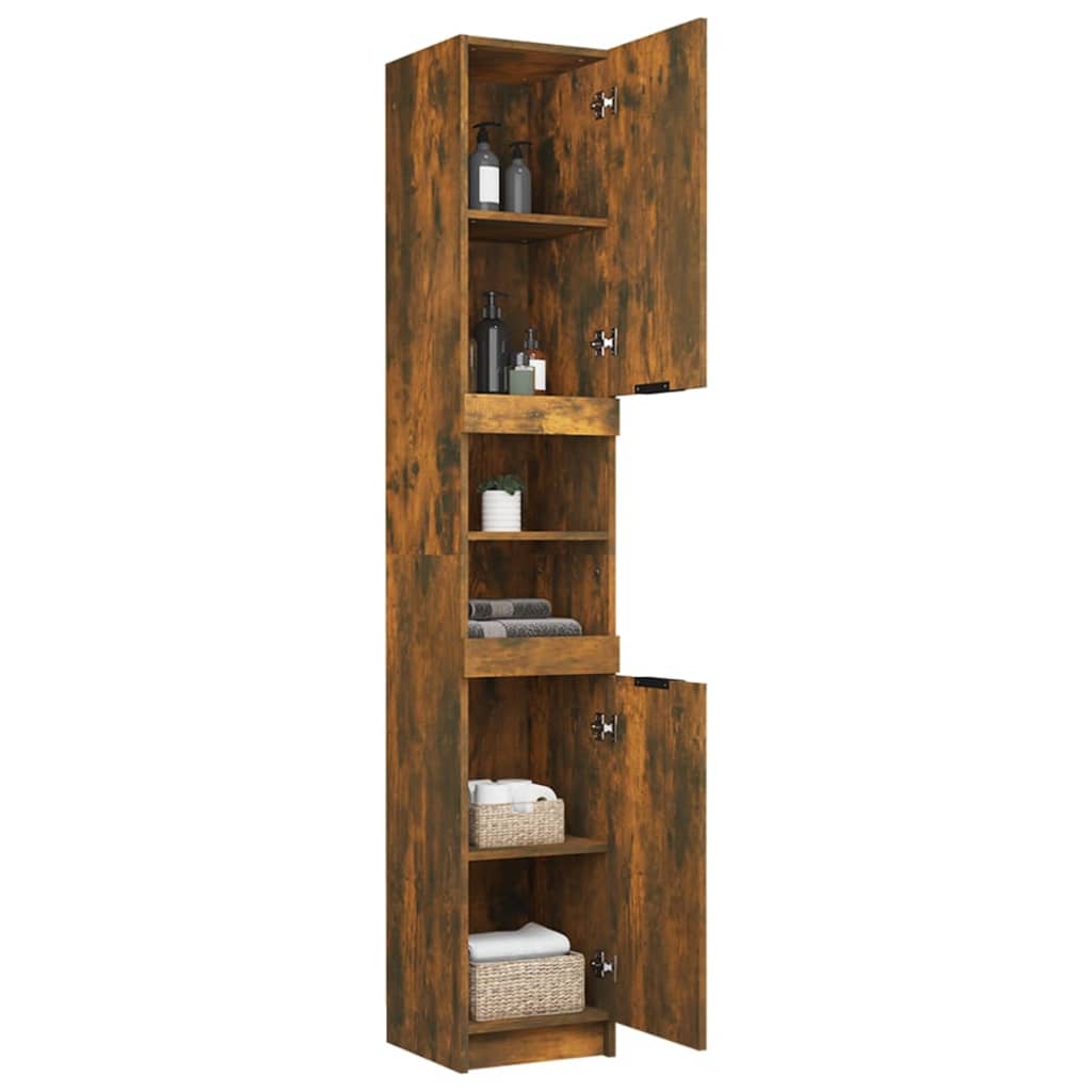 Armadietto Bagno Rovere Fumo 32x34x188,5cm in Legno Multistrato - homemem39
