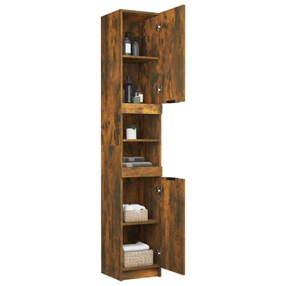 Armadietto Bagno Rovere Fumo 32x34x188,5cm in Legno Multistrato - homemem39