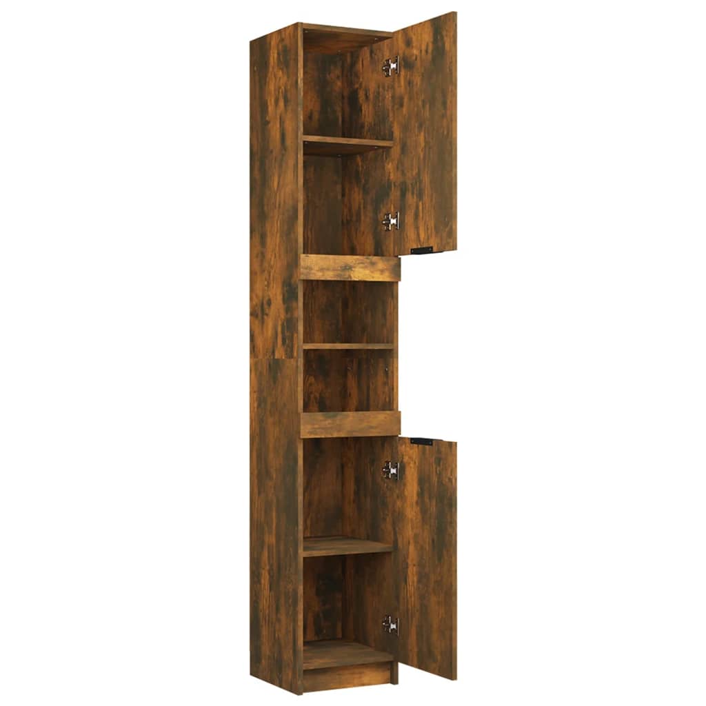 Armadietto Bagno Rovere Fumo 32x34x188,5cm in Legno Multistrato - homemem39