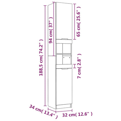 Armadietto Bagno Rovere Fumo 32x34x188,5cm in Legno Multistrato - homemem39
