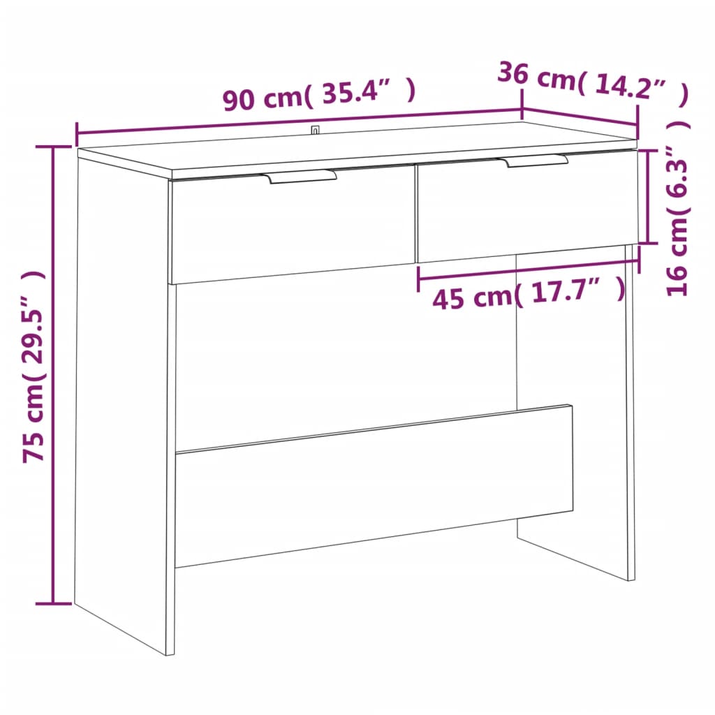 Tavolino Consolle Grigio Sonoma 90x36x75 cm Legno Multistrato | homemem39