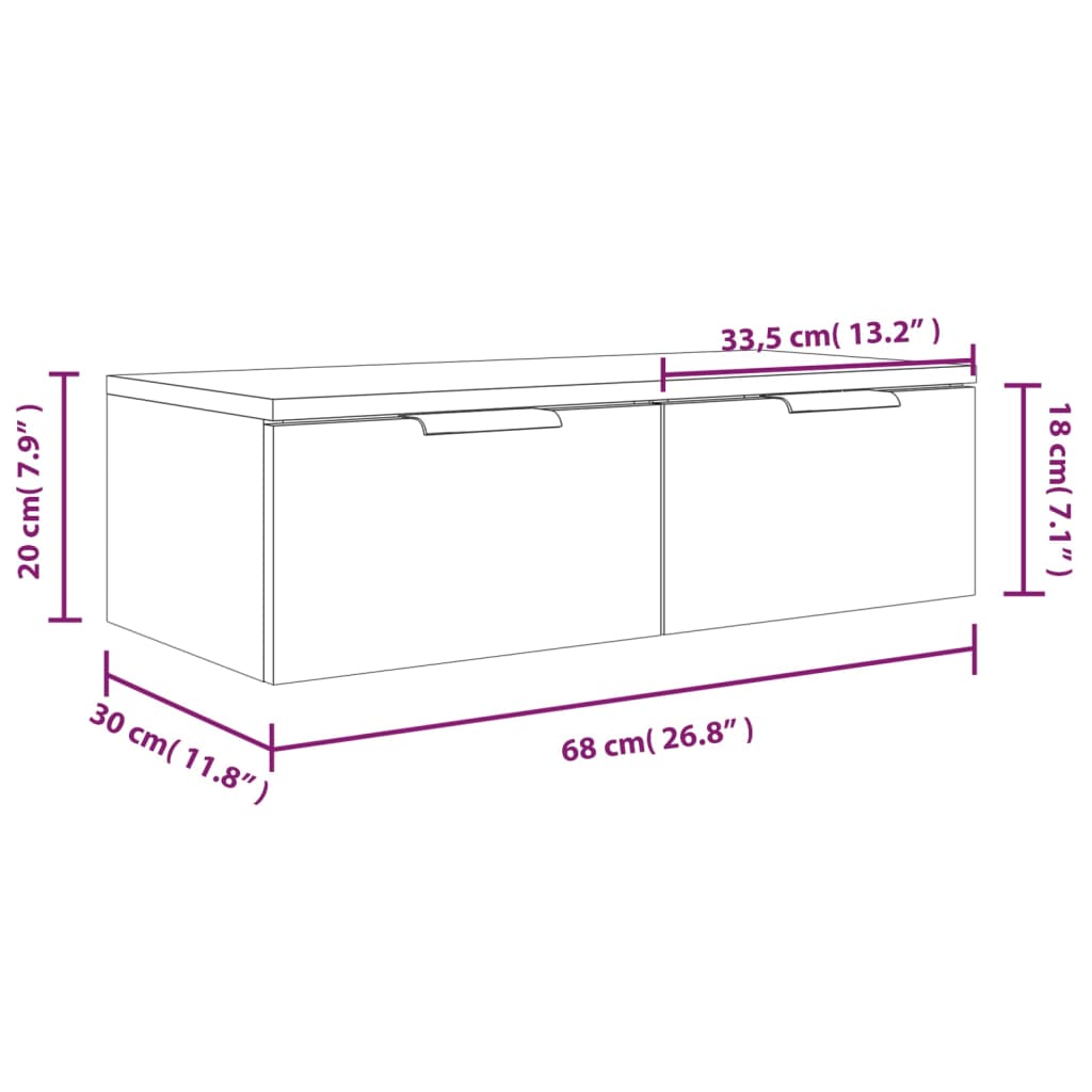 Armadietto a Muro Rovere Fumo 68x30x20 cm in Legno Multistrato - homemem39