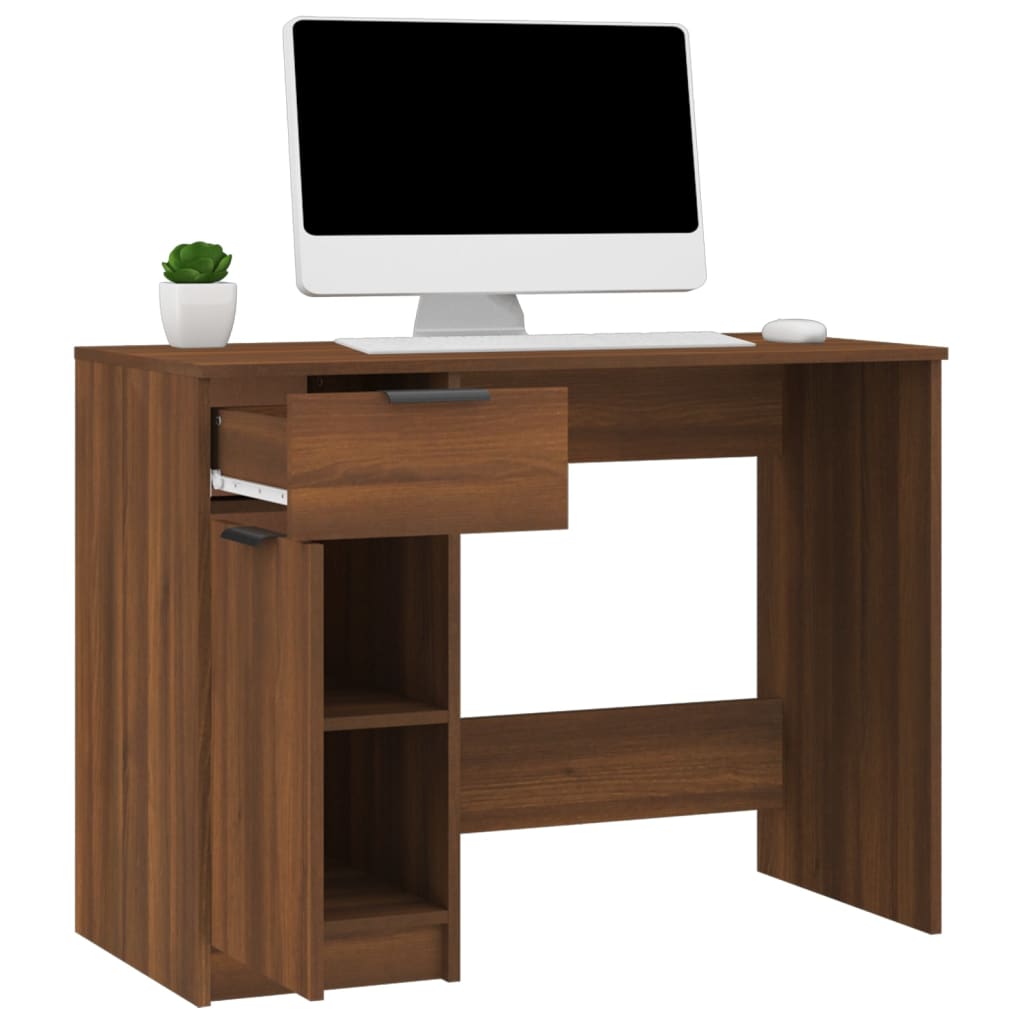 Scrivania Rovere Marrone 100x50x75 cm in Legno Multistrato - homemem39